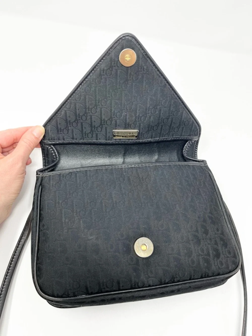 Vintage Christian Dior Black Trotter Logo Monogram Canvas Shoulder Crossbody Bag - Picture 3 of 8